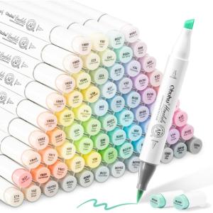 Ohuhu Pastel Alcohol Markers – 96 Colors of Honolulu Sweetness + Blossoming – Double Tipped Art Alcohol Markers for Artist Adults’ Coloring Illustration – Brush & Chisel – Refillable – AP Certificated(Sweetness + Blossoming)