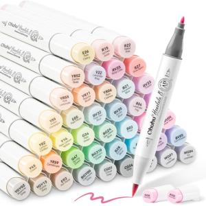 Ohuhu Pastel Markers Alcohol Based -96 Pastel Colors of Sweetness & Blossoming – Double Tipped Art Alcohol Markers for Artist Adults’ Coloring Illustration – Brush & Fine – Honolulu B(Sweetness)