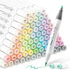 Ohuhu Pastel Markers Alcohol Based -96 Pastel Colors of Sweetness & Blossoming – Double Tipped Art Alcohol Markers for Artist Adults’ Coloring Illustration – Brush & Fine – Honolulu B(Sweetness + Blossoming)