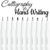 imageOhuhu Calligraphy Pens Brush Chisel Fine 10 Size Tips Pigment Black Ink Hand Lettering Pens Calligraphy Brush Markers for Beginner Handwriting Cardmaking Sketching Drawing Illustration Bullet Journal