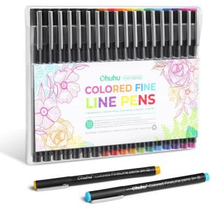 Ohuhu Colored Fineliner Drawing Pens: 18 Packs Fineliners 11 Colored Pens & 7 Assorted Point Sizes Black Micro Pen Waterproof for Drawing Sketching Anime Manga Artists Beginners – Hana Highway(7 Black + 11 Colours)