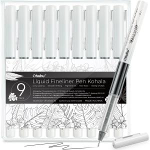 Ohuhu Liquid Fineliner Drawing Pens: 9 Sizes Micro Pens Drawing Pens Pigment Black Ink Water-proof Alcohol-proof Assorted Point Tips Smooth Writing Sketching Journaling Anime Artist Beginners – Kohala