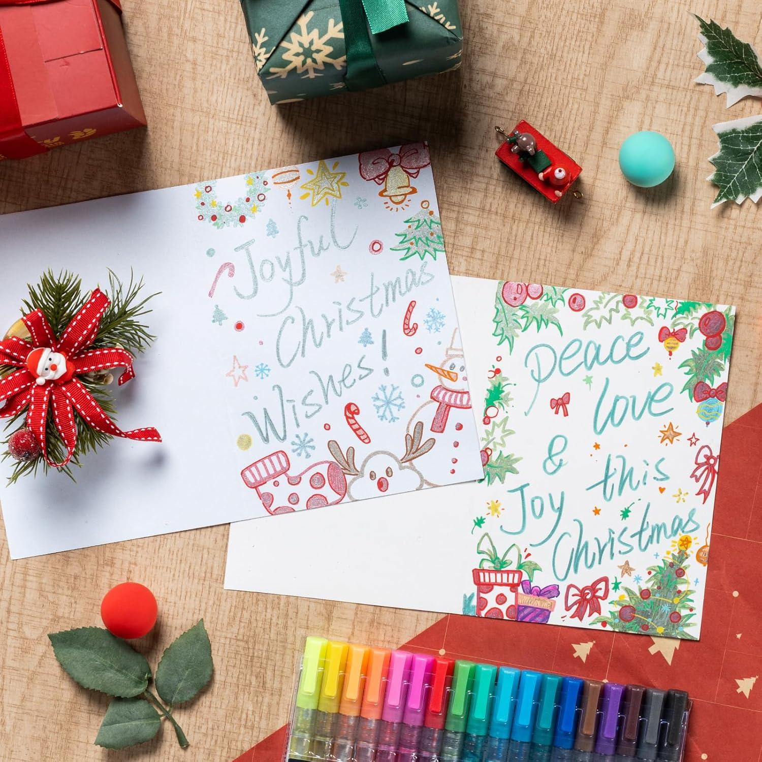 imageOhuhu 18 Outline Markers Shimmer Glitter Metallic Double Line Drawing Pens for Adults Beginners Fun Crafts Art Supplies Gifts for Greeting Cards Glass Rock Plastic