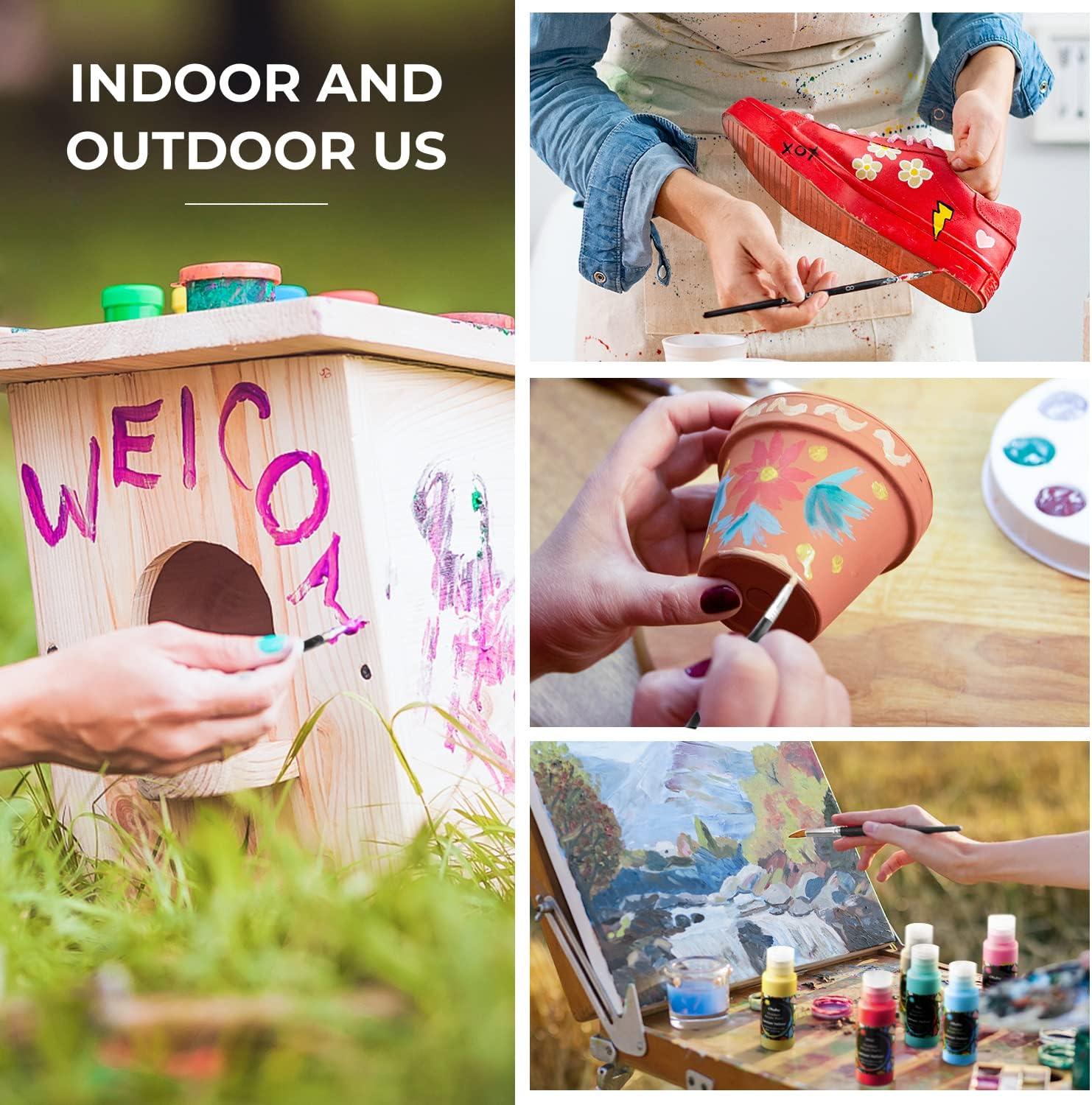 imageOhuhu Outdoor Acrylic Paint for Metal 24 Colors Paint Set 2 oz60ml Bottles for Artist Beginners 18 Basicamp 6 Metallic Acrylic Paints with 6 Brushes for Drawing Waterproof Rich Pigments on Garden Statues Woods Rocks Canvas Glass Fabrics Last 34 Years