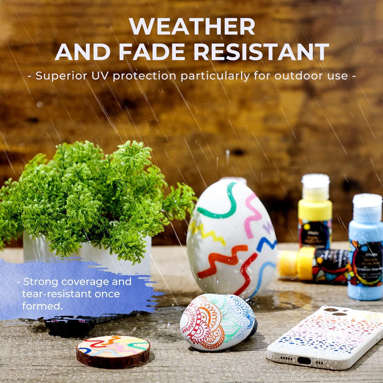 imageOhuhu Outdoor Acrylic Paint for Metal 24 Colors Paint Set 2 oz60ml Bottles for Artist Beginners 18 Basicamp 6 Metallic Acrylic Paints with 6 Brushes for Drawing Waterproof Rich Pigments on Garden Statues Woods Rocks Canvas Glass Fabrics Last 34 Years