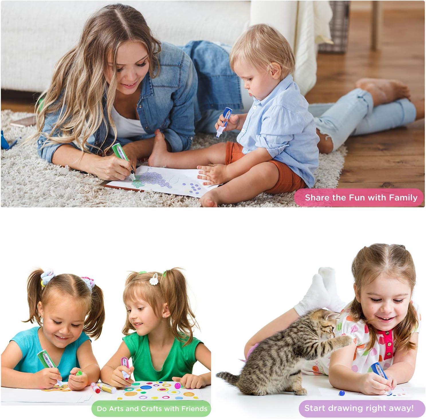 imageOhuhu Washable Dot Markers for Toddler 12 Colors Bingo Daubers 40 ml 141 oz with 30 Pages Kids Activity Book for Kids Children 3 Ages  Preschool NonToxic WaterBased Dot Art Markers