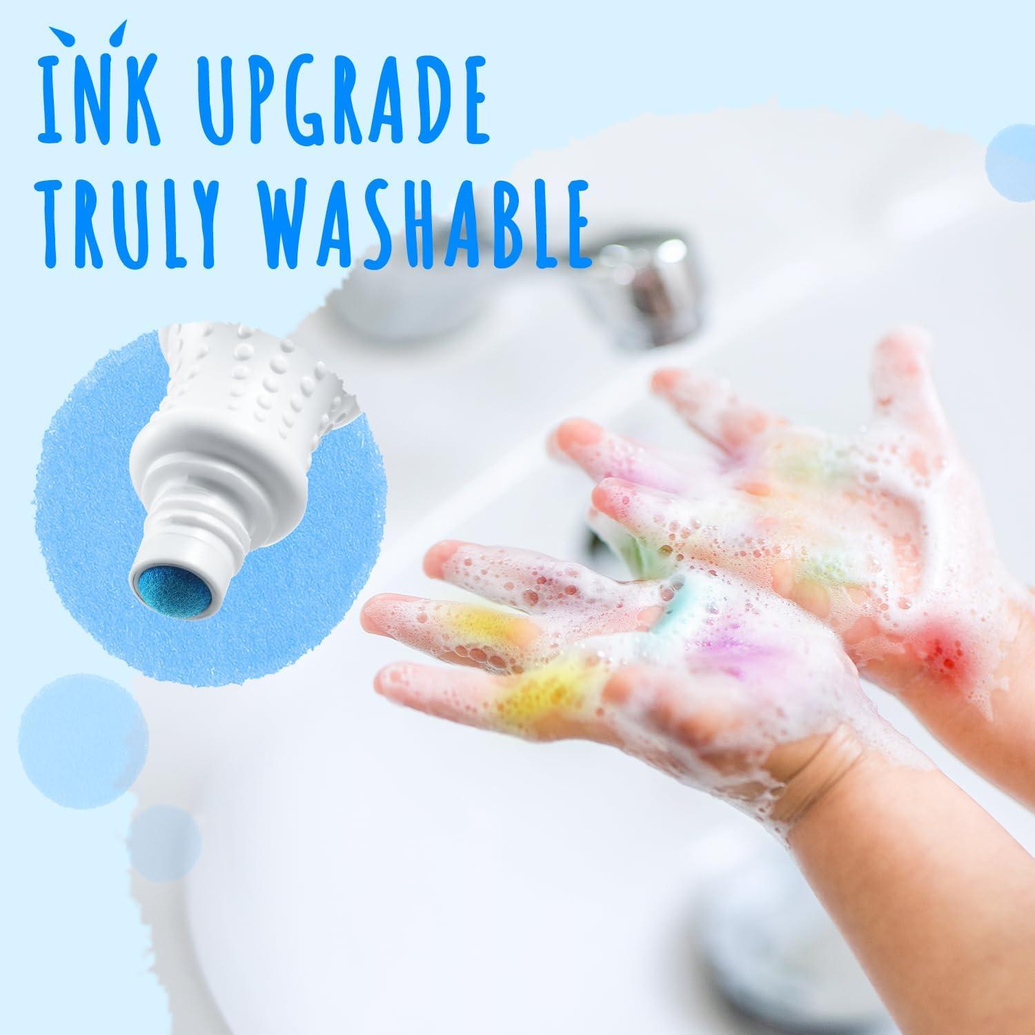 imageOhuhu Washable Dot Markers for Toddler 12 Colors Bingo Daubers 40 ml 141 oz with 30 Pages Kids Activity Book for Kids Children 3 Ages  Preschool NonToxic WaterBased Dot Art Markers