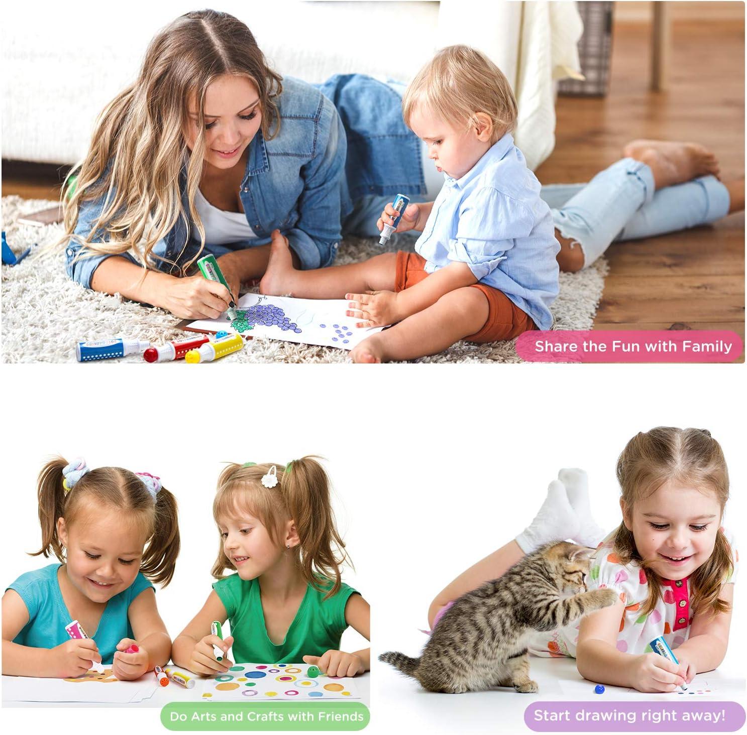 imageOhuhu Washable Dot Markers for Toddler 8 Colors Bingo Daubers 40 ml 141 oz with a Blank 30 Pages Kids Activity Book for Kids Children 3 Ages Preschool NonToxic WaterBased Dot Art Markers