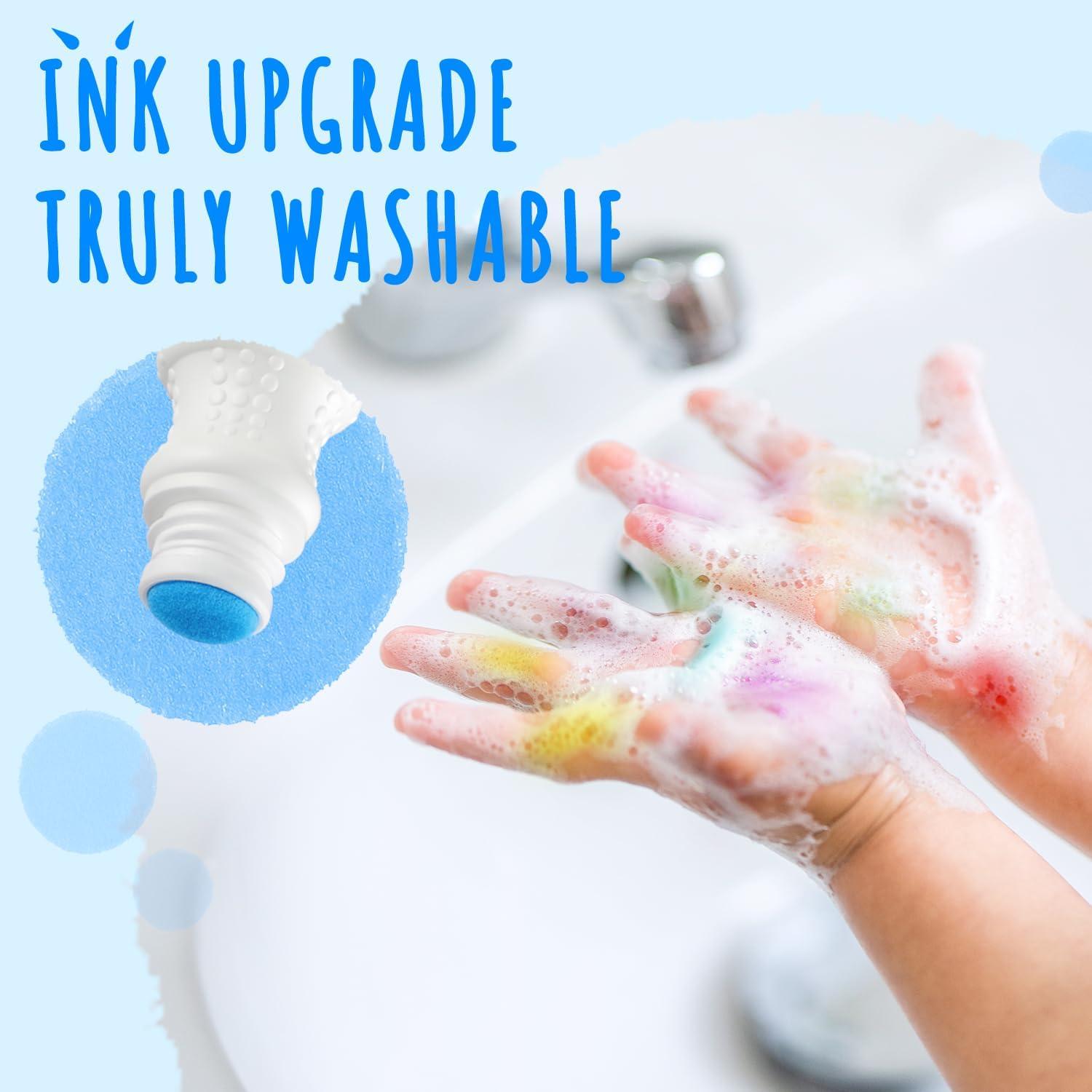 imageOhuhu Washable Large Dot Markers for Toddler 10 Colors Bingo Daubers Updated Real Washable Ink 60 ml 202 oz with 30 Pages Kids Activity Book for Kids Children 3 Ages  Preschool Dot Art Markers