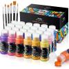 imageOhuhu Outdoor Acrylic Paint for Metal 24 Colors Paint Set 2 oz60ml Bottles for Artist Beginners 18 Basicamp 6 Metallic Acrylic Paints with 6 Brushes for Drawing Waterproof Rich Pigments on Garden Statues Woods Rocks Canvas Glass Fabrics Last 34 Years