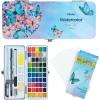 imageOhuhu Watercolor Travel Paint Set Portable Watercolor Kit for Outdoors 50color with Watercolor Papers Brush Pen Acrylic Pen Pencil and Accessories for Painting Nontoxic Watercolors Paint for Artists Adults Beginners Kids Gift Idea