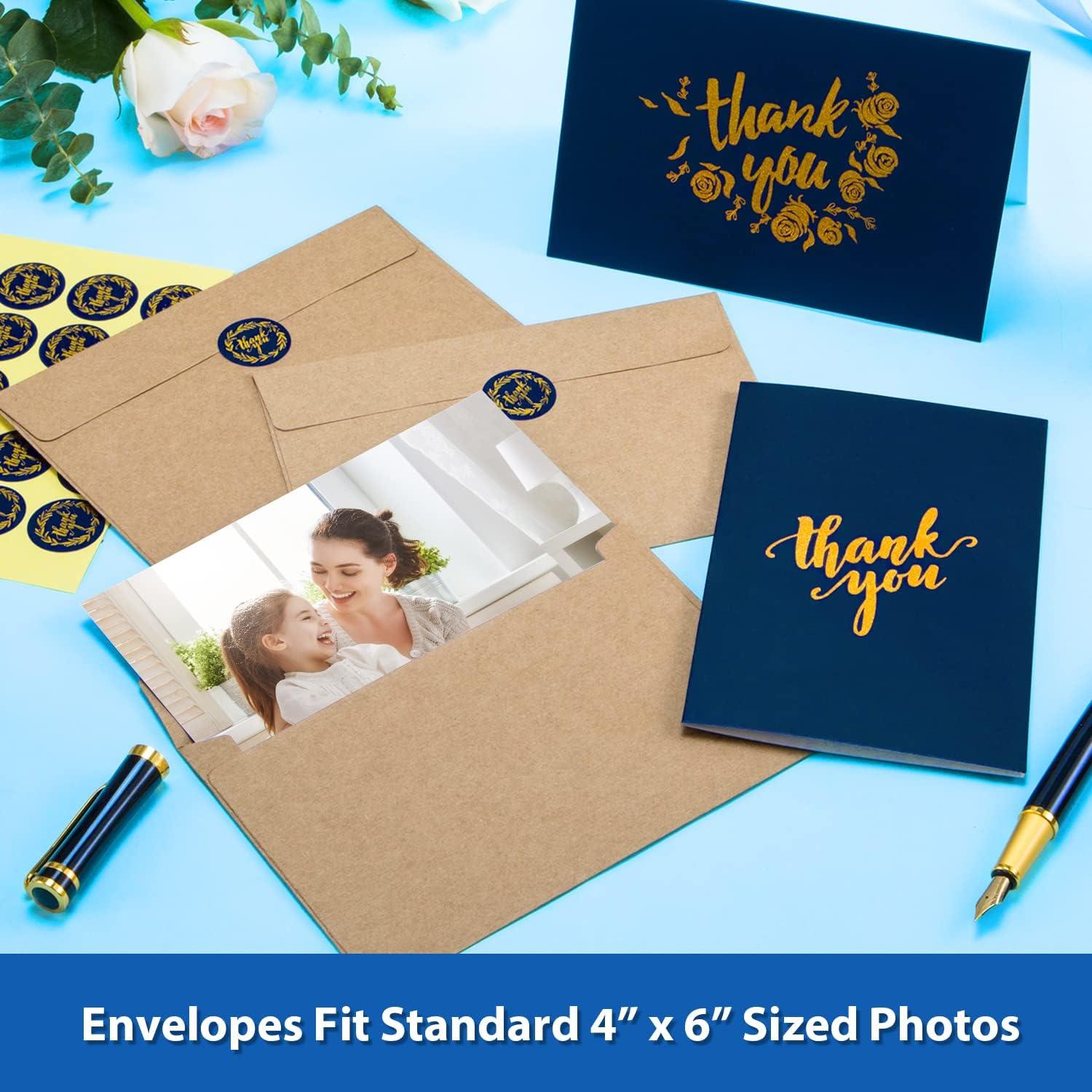 image100 Thank You Cards Bulk Navy Blue and Gold Designs Thank You Notes Box Set with SelfSeal Envelopes and Stickers Elegant 8 Design Greeting Card for Wedding Baby Shower Business Graduation Birthday