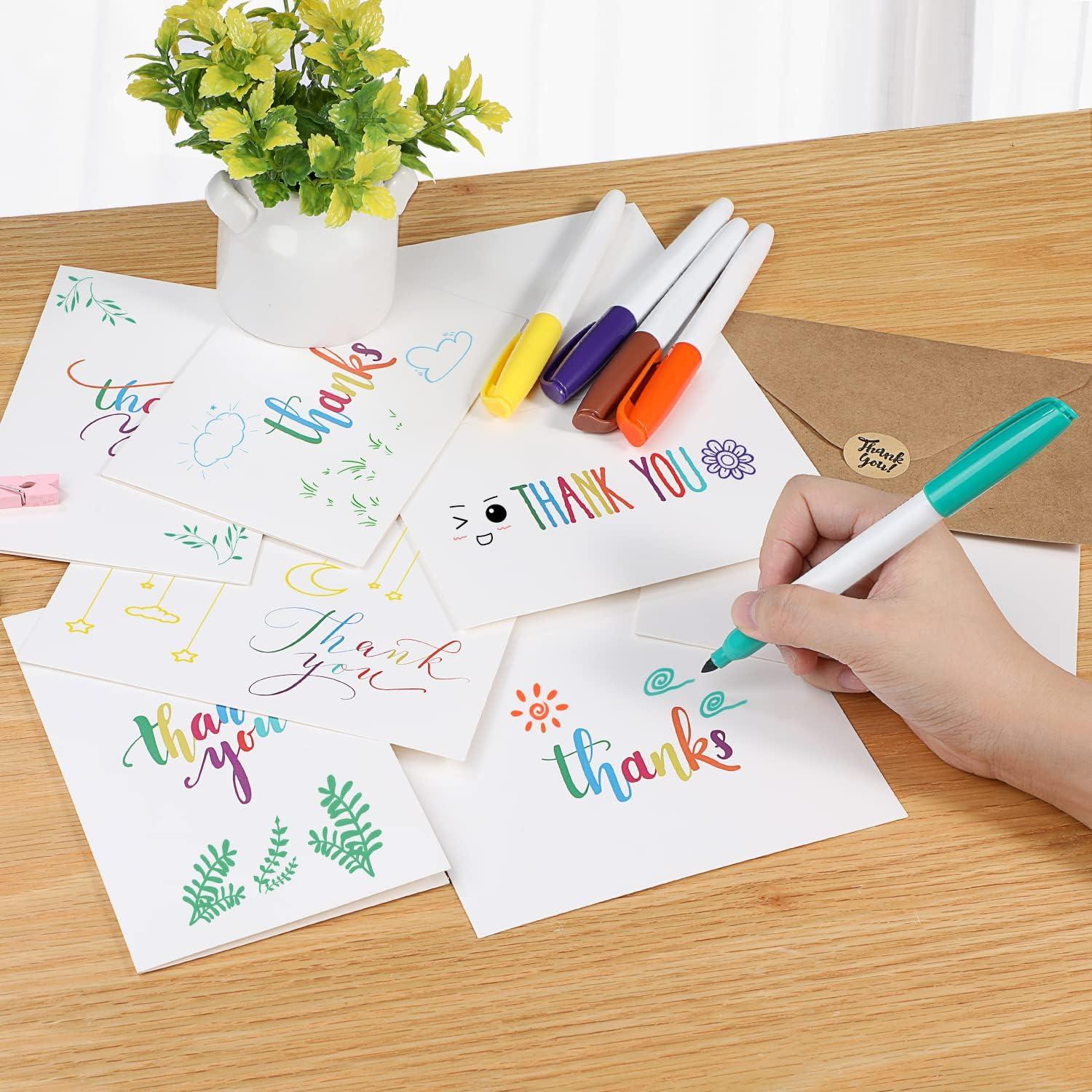 imageOhuhu 144 Bulk Thank You Cards with Envelopes Thank You Notes Box Set with Elegant 8 Rainbow Colorful Designs Greeting Card for Wedding Business Birthday Baby Shower Blank Inside 4 x 6 Inch144