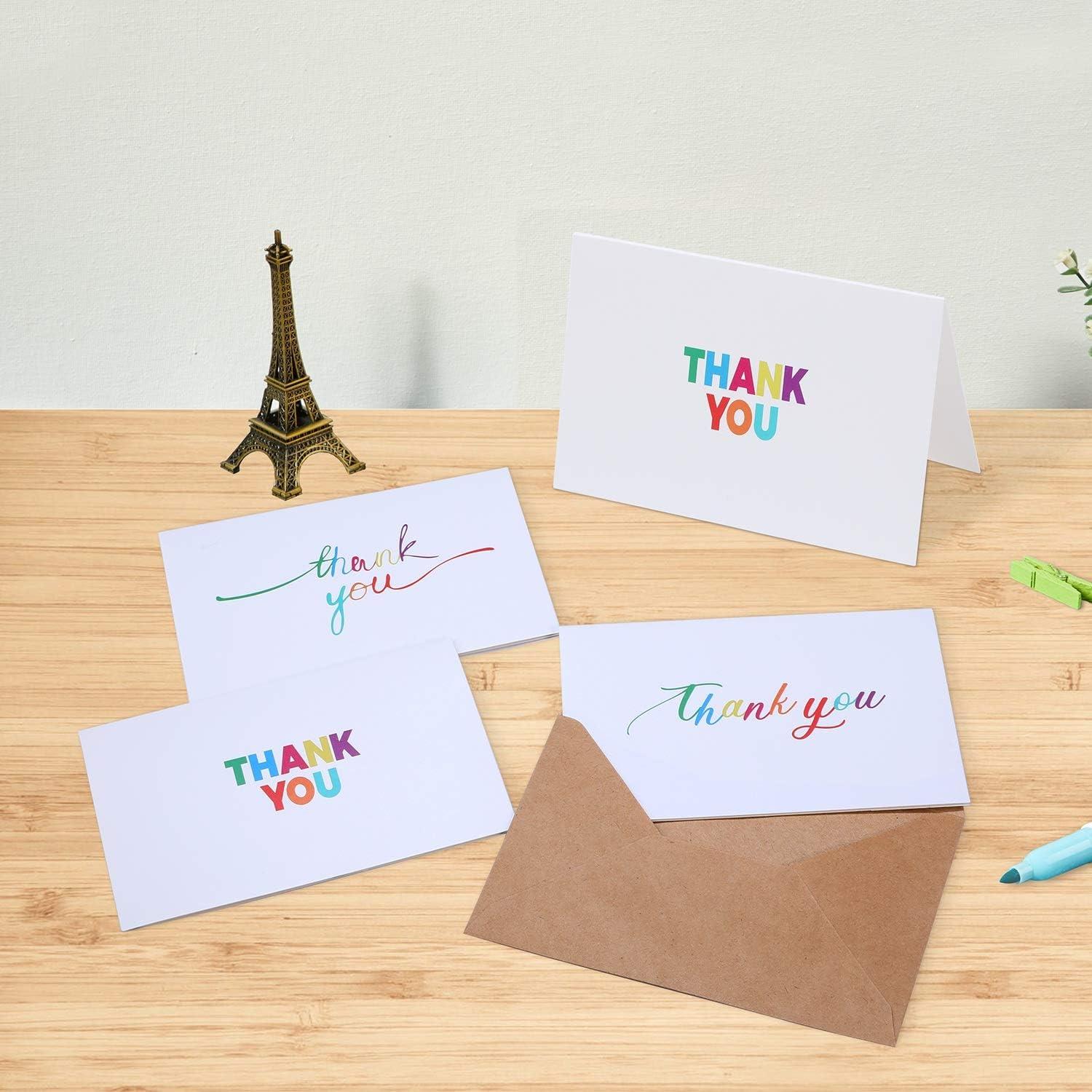 imageOhuhu 144 Bulk Thank You Cards with Envelopes Thank You Notes Box Set with Elegant 8 Rainbow Colorful Designs Greeting Card for Wedding Business Birthday Baby Shower Blank Inside 4 x 6 Inch144