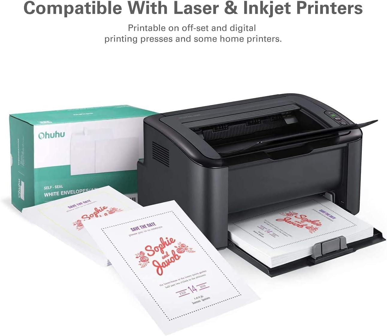 imageOhuhu A7 Printable White 5x7 Envelopes 500 Pack Bulk A7 525 x 725 Inches SelfSeal Envelopes for 5x7 Cards Christmas Cards Wedding Invitations Photos Graduation Baby ShowerA7