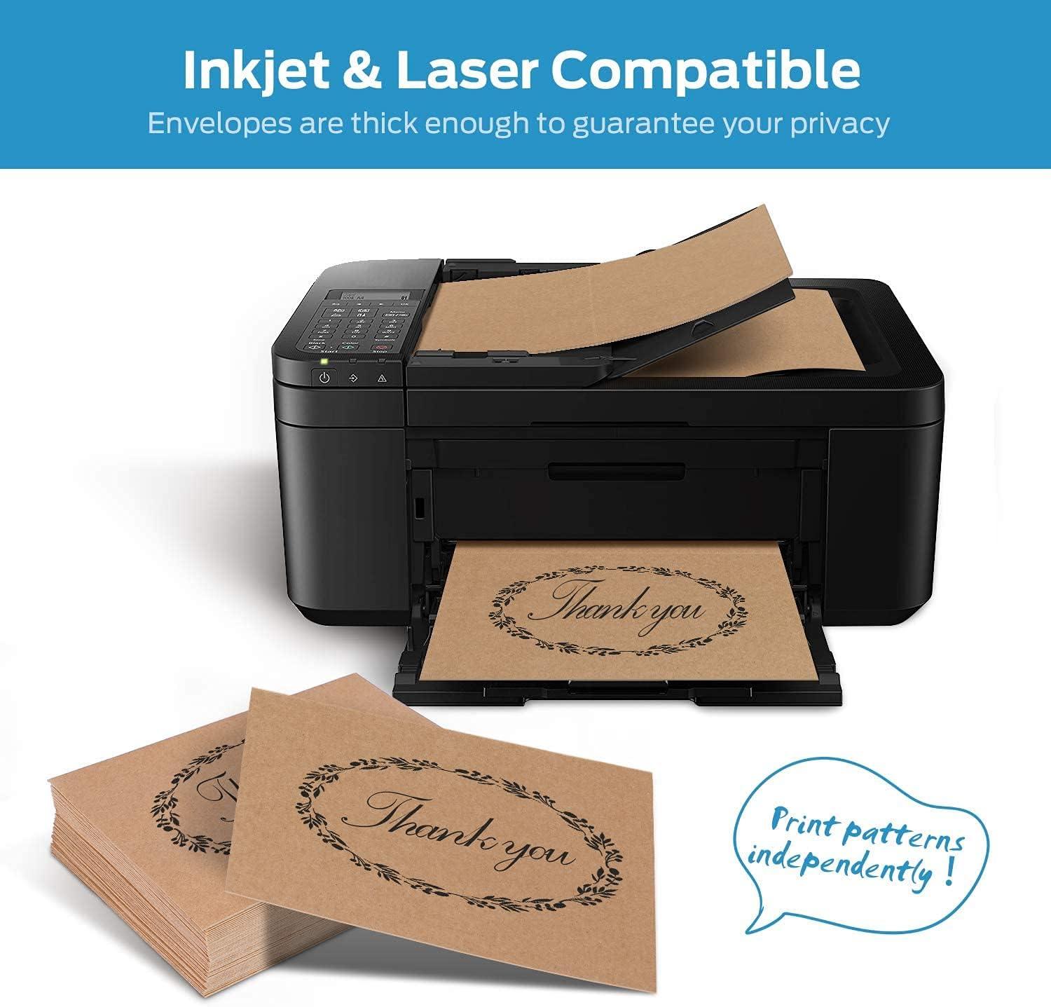 imageOhuhu Blank Brown Kraft Cards and Envelopes 100 Pack 4 x 6 Folded Cardstock Paper and A4 Envelopes for DIY Greeting Cards Wedding Birthday Invitations Baby Shower Thank You Notes and MoreA6 4x6