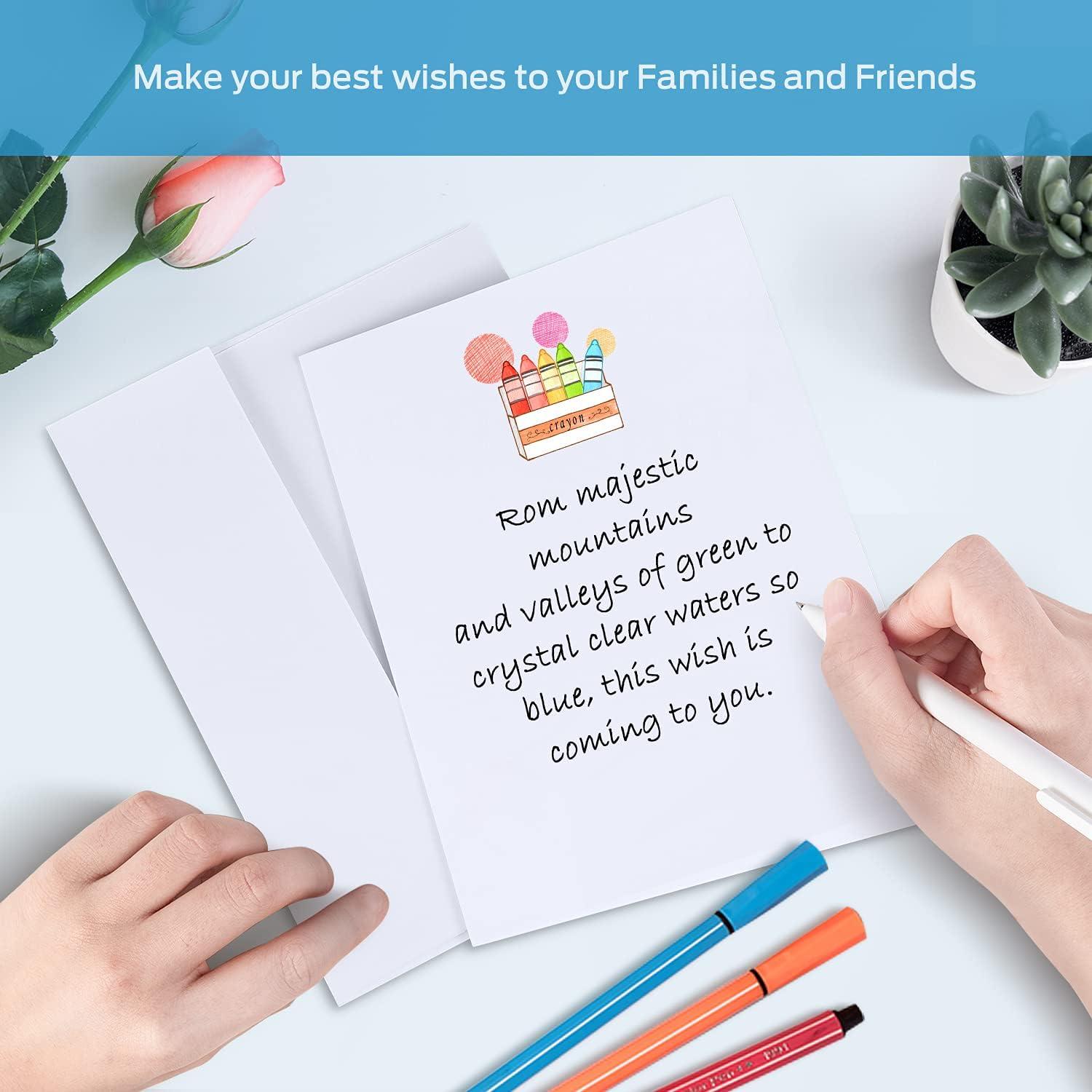 imageOhuhu Blank White Cards and Envelopes 200 Pack 425 x 55 Heavyweight Folded Cardstock and A2 Envelopes for DIY Greeting Cards Wedding Birthday Invitations Baby Shower Thank You Cards and MoreA2 425x55