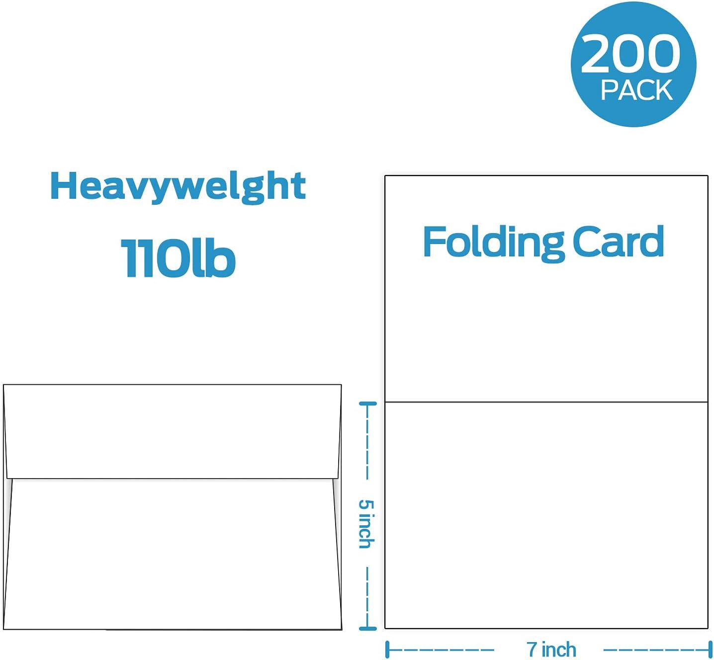 imageOhuhu Blank White Cards and Envelopes 200 Pack 425 x 55 Heavyweight Folded Cardstock and A2 Envelopes for DIY Greeting Cards Wedding Birthday Invitations Baby Shower Thank You Cards and MoreA7 5x7