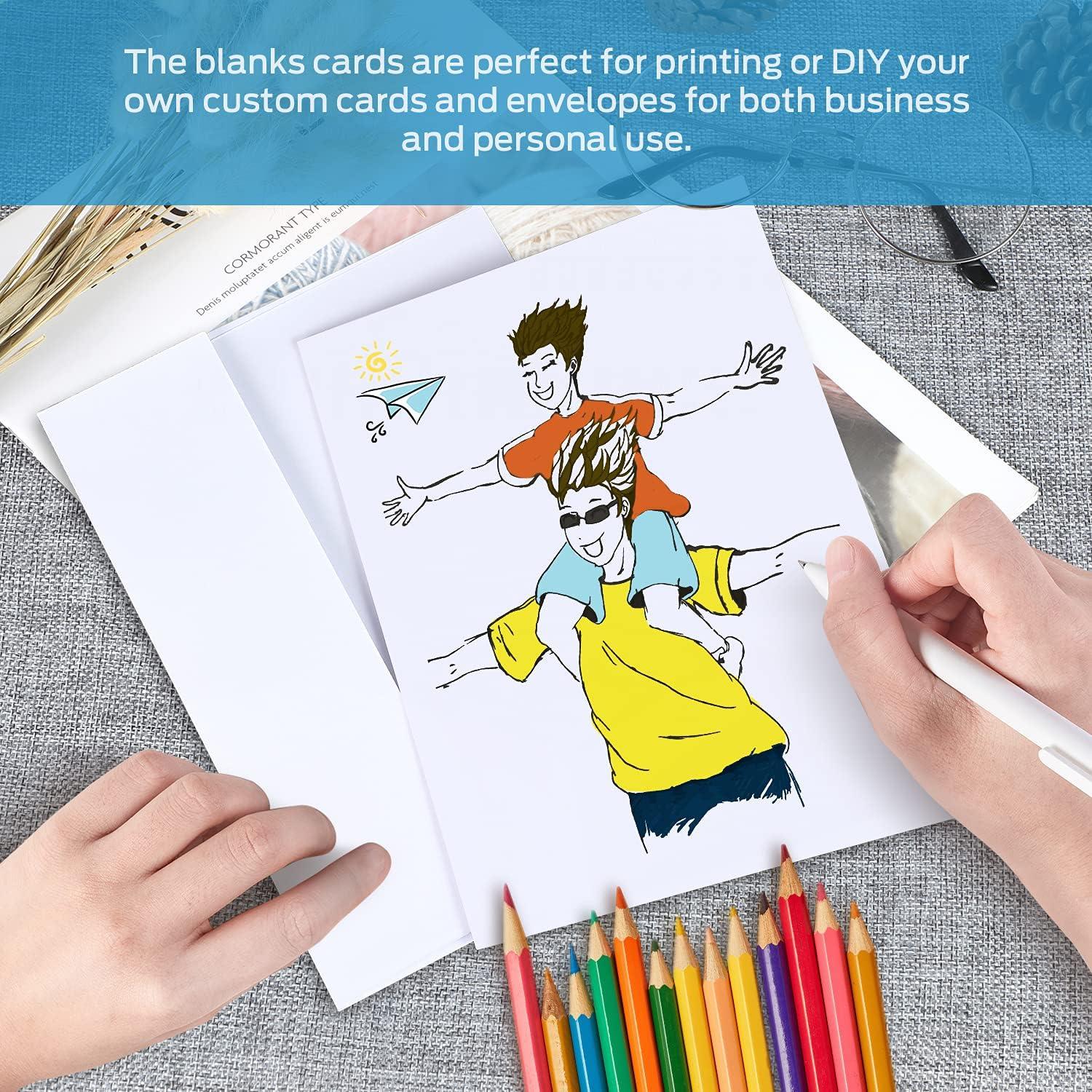 imageOhuhu Blank White Cards and Envelopes 200 Pack 425 x 55 Heavyweight Folded Cardstock and A2 Envelopes for DIY Greeting Cards Wedding Birthday Invitations Baby Shower Thank You Cards and MoreA2 425x55