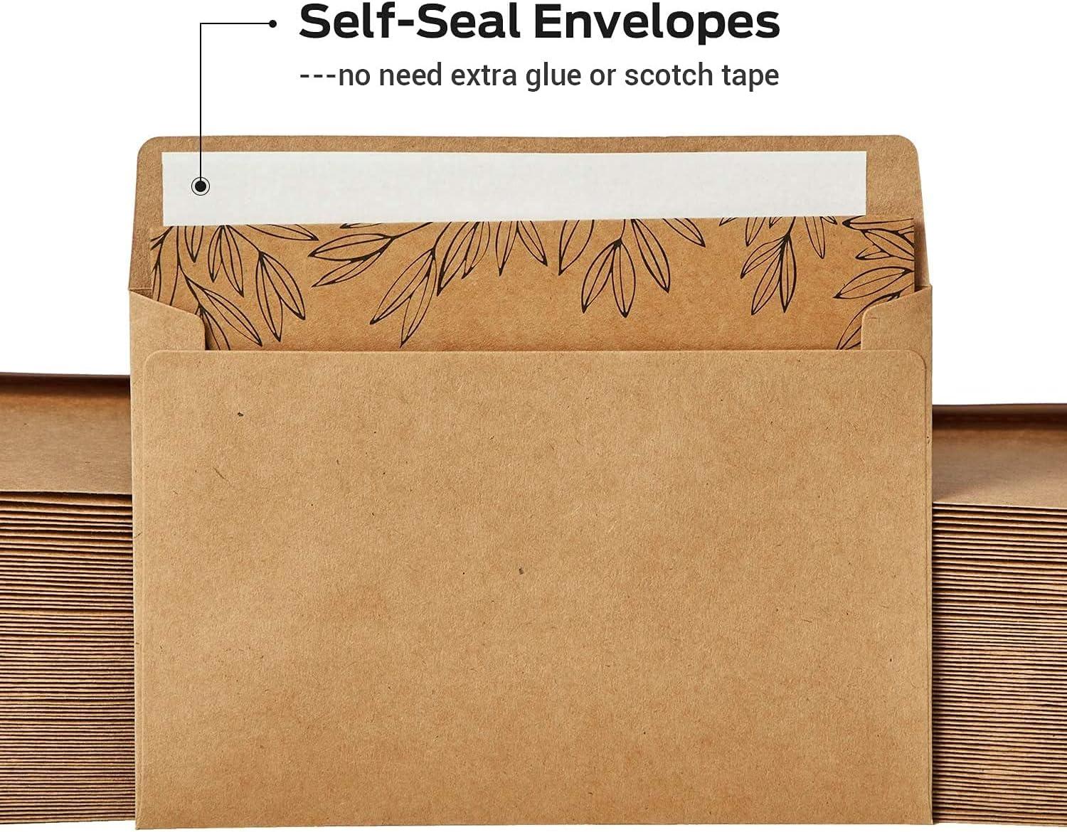 imageOhuhu Bulk 104 Thank You Cards Brown Kraft 4x6 Thank You Notes with SelfSeal Envelopes and Stickers Elegant 8 Design Greeting Card for Wedding Shower Business Graduation Birthday