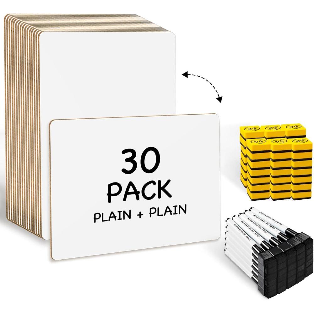 imageOhuhu 30 Pack White Boards DoubleSided  9x 12 Small Dry Erase Board Class Set  Includes 30 Mini Whiteboards 30 Black Markers and 30 Erasers for Students Teachers Classroom School amp Office30