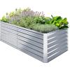 imageOhuhu Metal Raised Garden Bed Outdoor 8x3x19 FT Reinforced Galvanized Rustproof Colored Steel Planter Boxes for Vegetables Heavy Duty Raised Beds for Growing Flowers Herbs SucculentsSilver