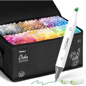 Ohuhu Alcohol Markers 320 Colors – Chisel & Fine Double Tipped Art Markers for Artists Adults Coloring Drawing Sketching Illustration – Refillable – AP Certificated