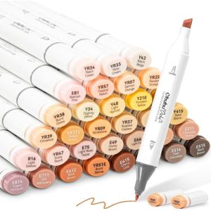 Ohuhu Alcohol Markers 36 Skin-Tone Portrait Colors: AP Certificated Double Tipped Skin Color Marker Set for Artists Adults Coloring Illustration – Oahu of Ohuhu Markers Chisel and Fine – Refillable