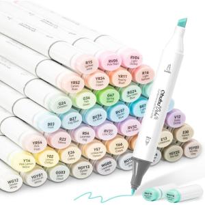 Ohuhu Alcohol Markers 48 Pastel Colors: AP Certificated Double Tipped Art Marker Set for Artists Adults Coloring Illustration – Chisel and Fine Dual Tips – Oahu of Ohuhu Markers – Refillable