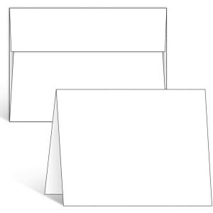 Ohuhu Blank White Cards and Envelopes 50 Pack – 5″ x 7″ Heavyweight Folded Cardstock and A7 Envelopes for DIY Greeting Cards Wedding Birthday Invitations Baby Shower Thank You Cards and All Occasions(A7 (5×7))