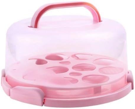 imageOhuhu Cake Carrier with Lid and Handle BPAFree Cake Containers Cake Holder for 10 inch Cake with 2 Handles Cupcake Carrier Plastic Cover Two Sided Base for Transport Pie Nuts Fruit Perfect GiftsPink