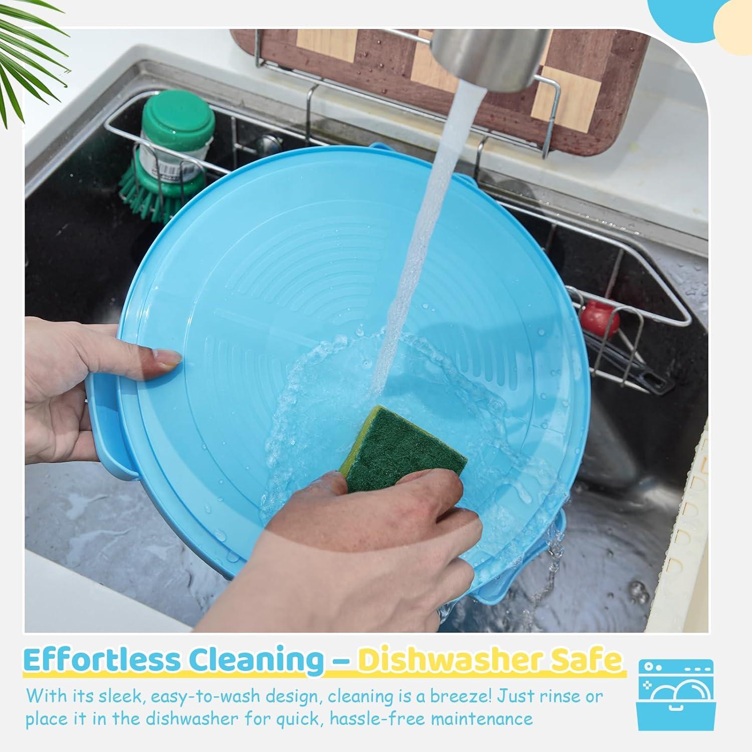 imageOhuhu Cake Carrier with Lid and Handle BPAFree Cake Containers Cake Holder for 10 inch Cake with 2 Handles Cupcake Carrier Plastic Cover Two Sided Base for Transport Pie Nuts Fruit Perfect GiftsBlue