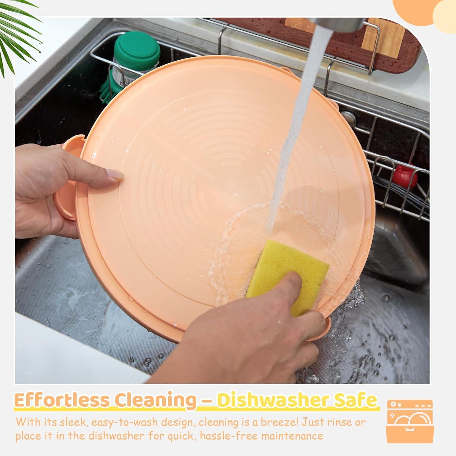 imageOhuhu Cake Carrier with Lid and Handle BPAFree Cake Containers Cake Holder for 10 inch Cake with 2 Handles Cupcake Carrier Plastic Cover Two Sided Base for Transport Pie Nuts Fruit Perfect GiftsPeach