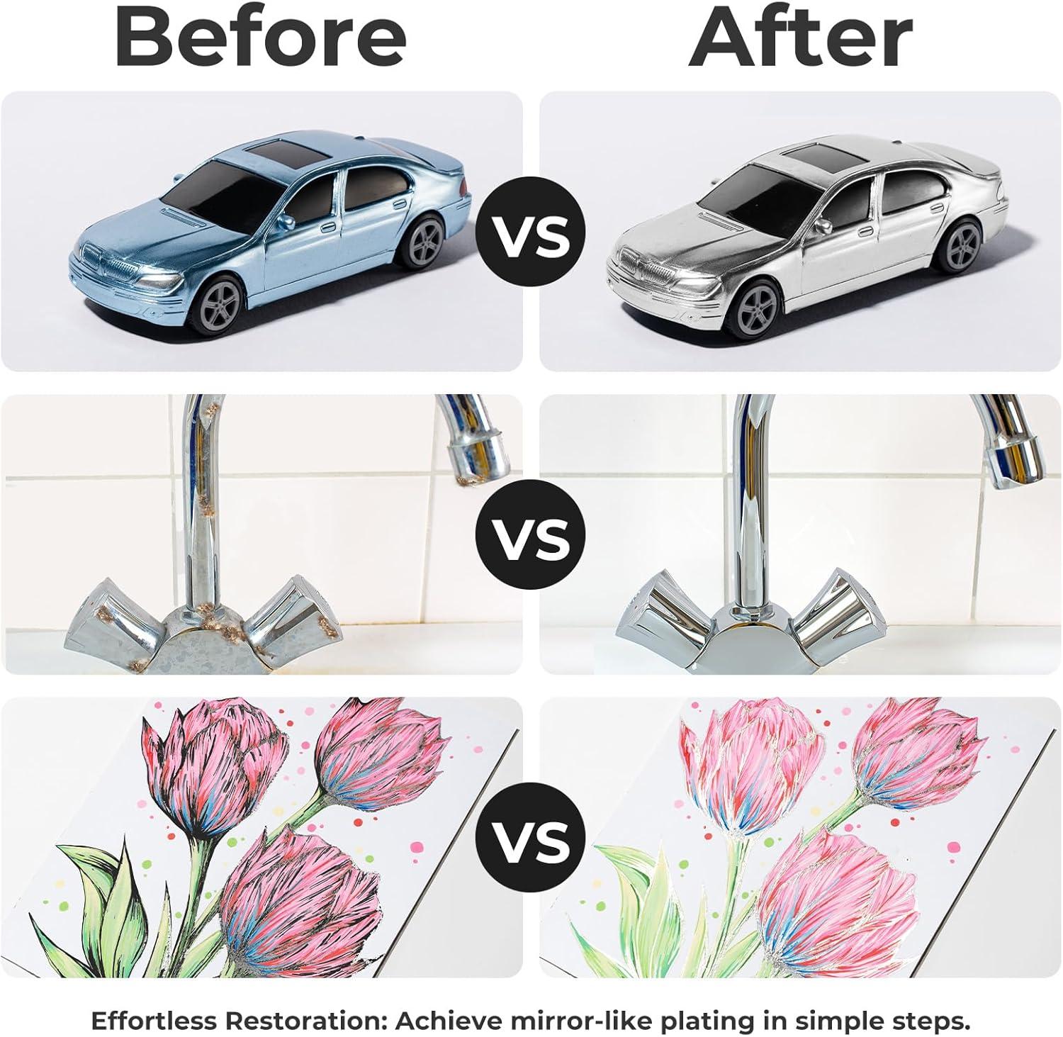 imageOhuhu Chrome Paint Pen 1 PCS Silver Liquid Chrome Markers with Gloss Mirror WaterProof Lightfast Permanent Paint Markers for Repairing Metal Glass Plastic Car Tire DIY Crafts Models Posters1