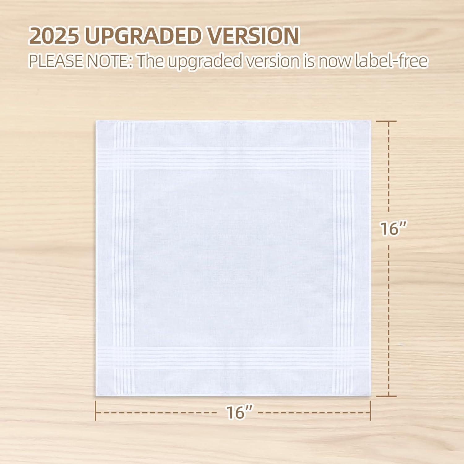 imageOhuhu Handkerchiefs for Men 100 Soft Cotton Hankerchief Machine Wash White Pocket Square for Suit 16 x 16 Mens Hankie12