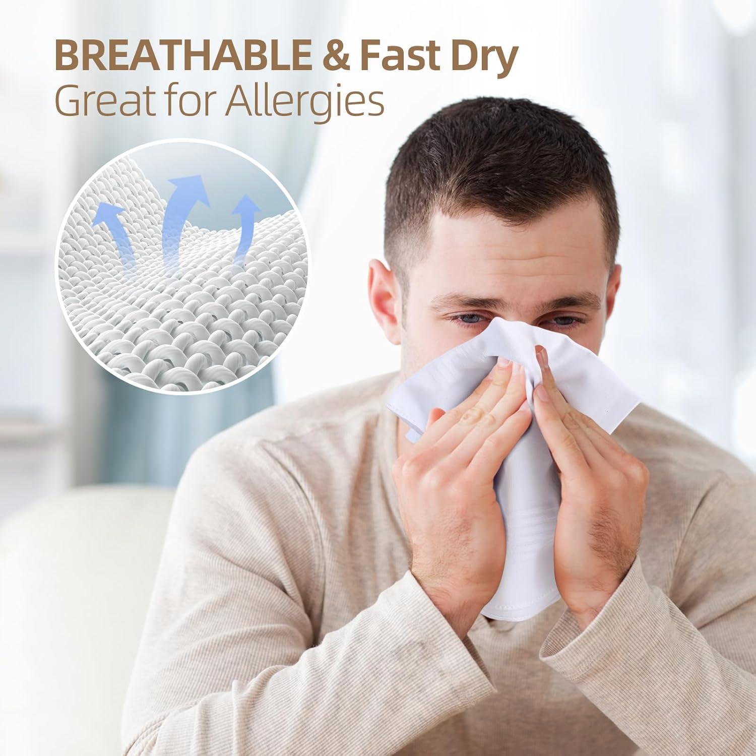 imageOhuhu Handkerchiefs for Men 100 Soft Cotton Hankerchief Machine Wash White Pocket Square for Suit 16 x 16 Mens Hankie18