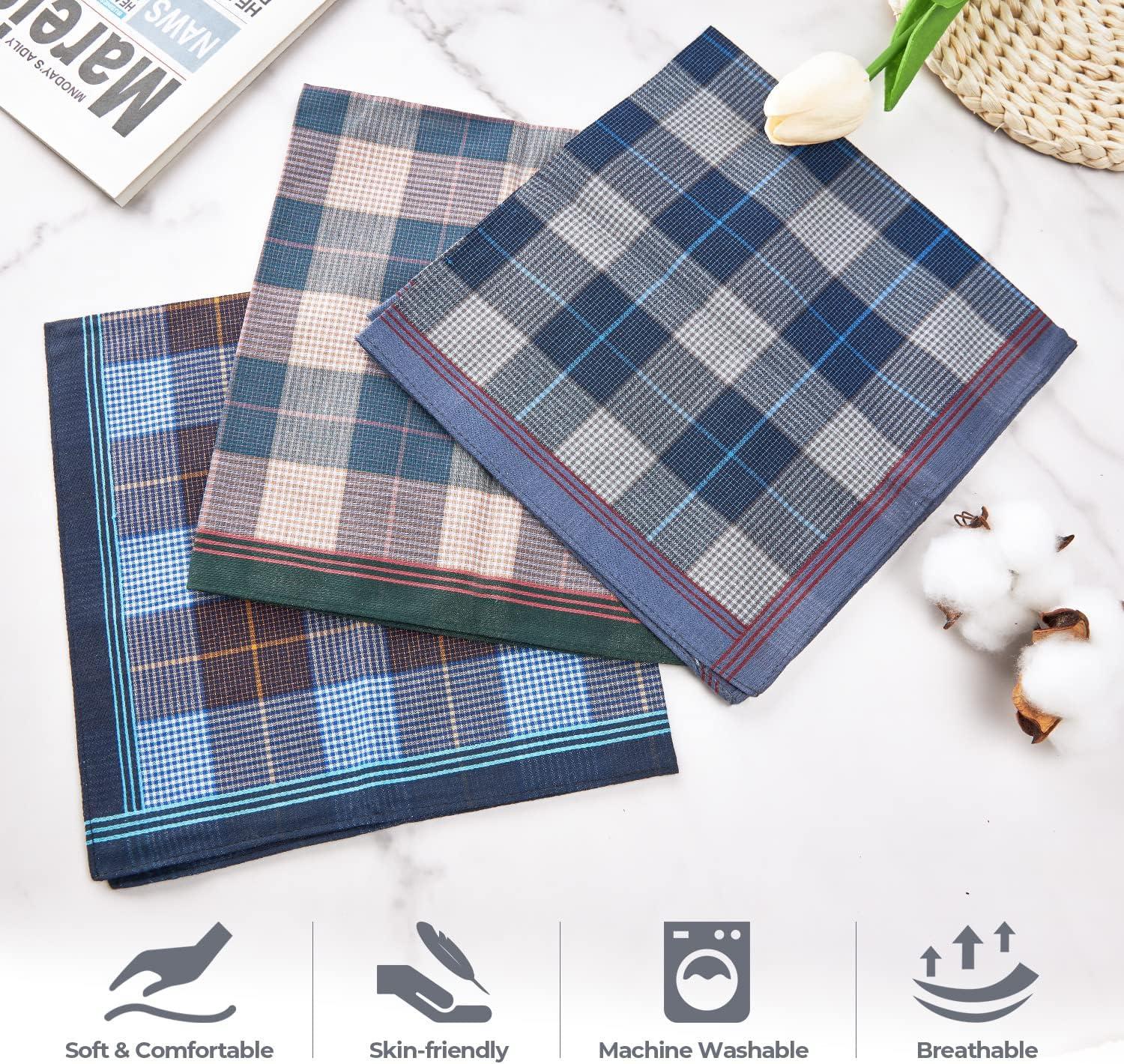 imageOhuhu Handkerchiefs for Men 12PCS 100 Cotton Classic Pocket Squares Set GiftBluegraygreen
