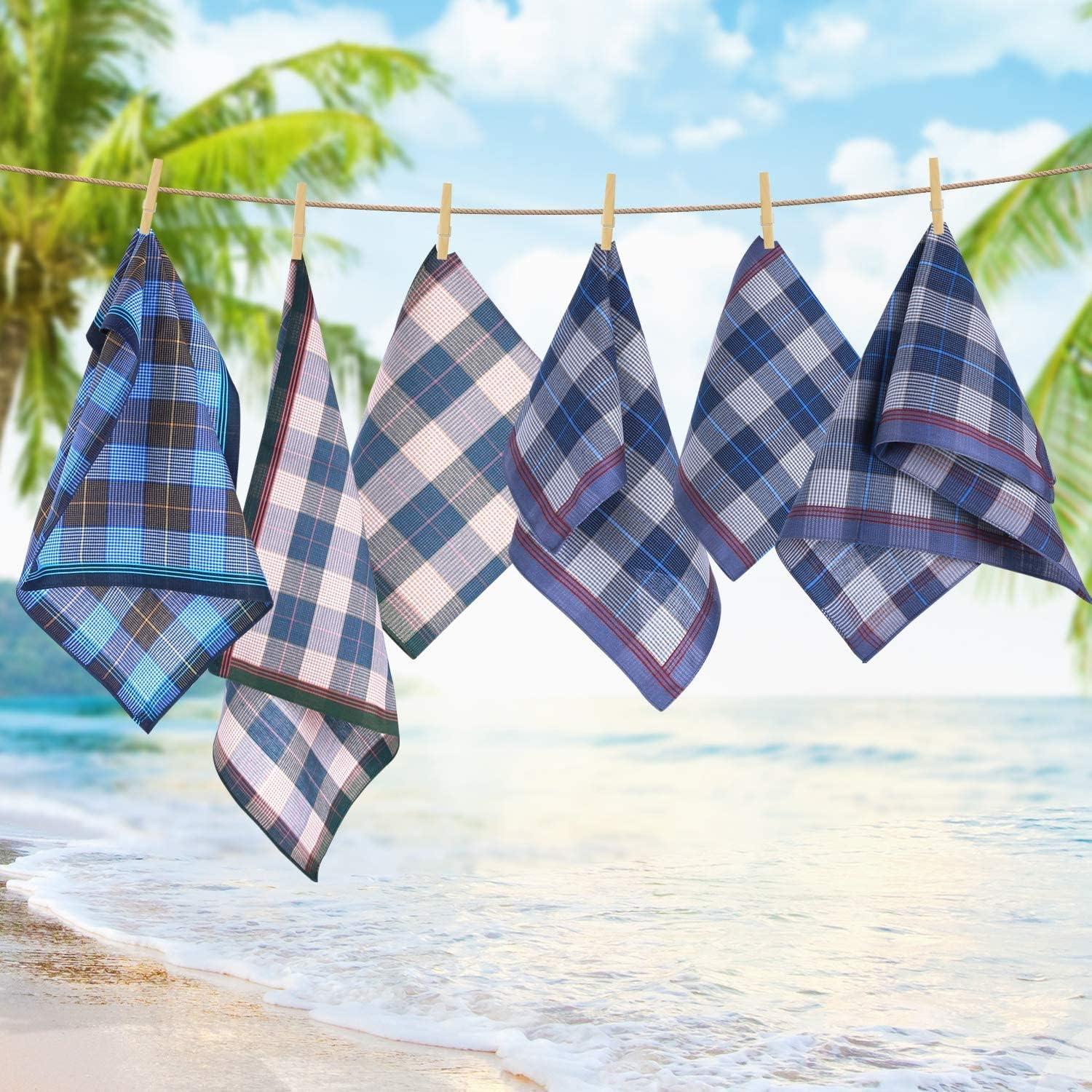 imageOhuhu Handkerchiefs for Men 12PCS 100 Cotton Classic Pocket Squares Set GiftBluegraygreen