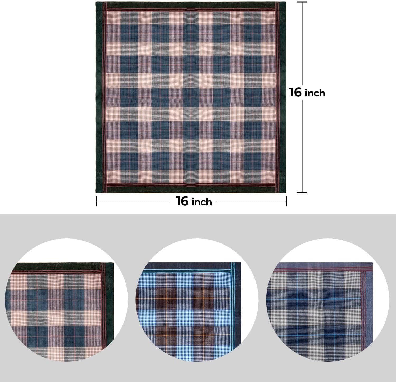 imageOhuhu Handkerchiefs for Men 12PCS 100 Cotton Classic Pocket Squares Set GiftBluegraygreen