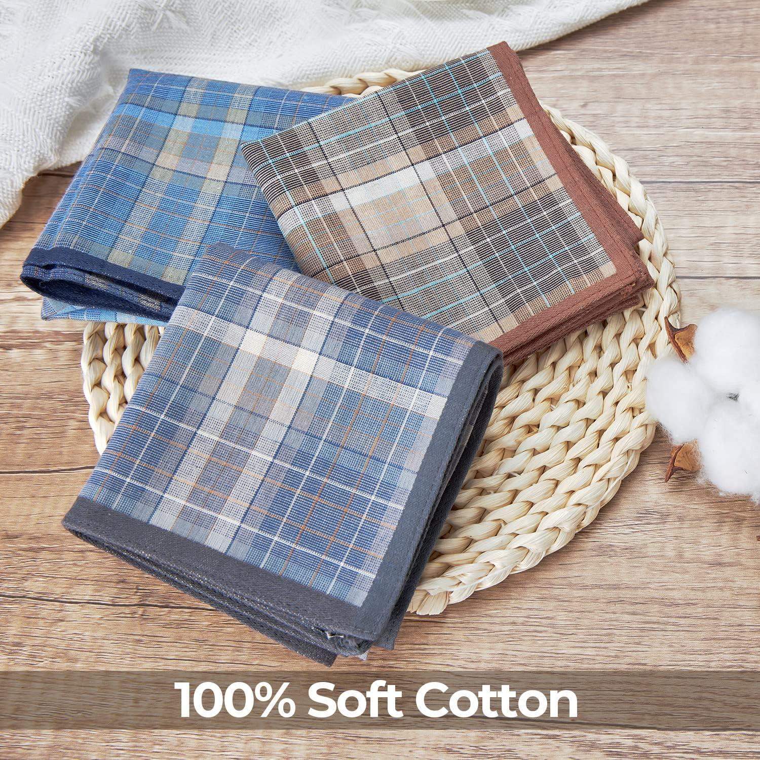 imageOhuhu Handkerchiefs for Men 12PCS 100 Cotton Classic Pocket Squares Set GiftLight Plaid 3 Colors