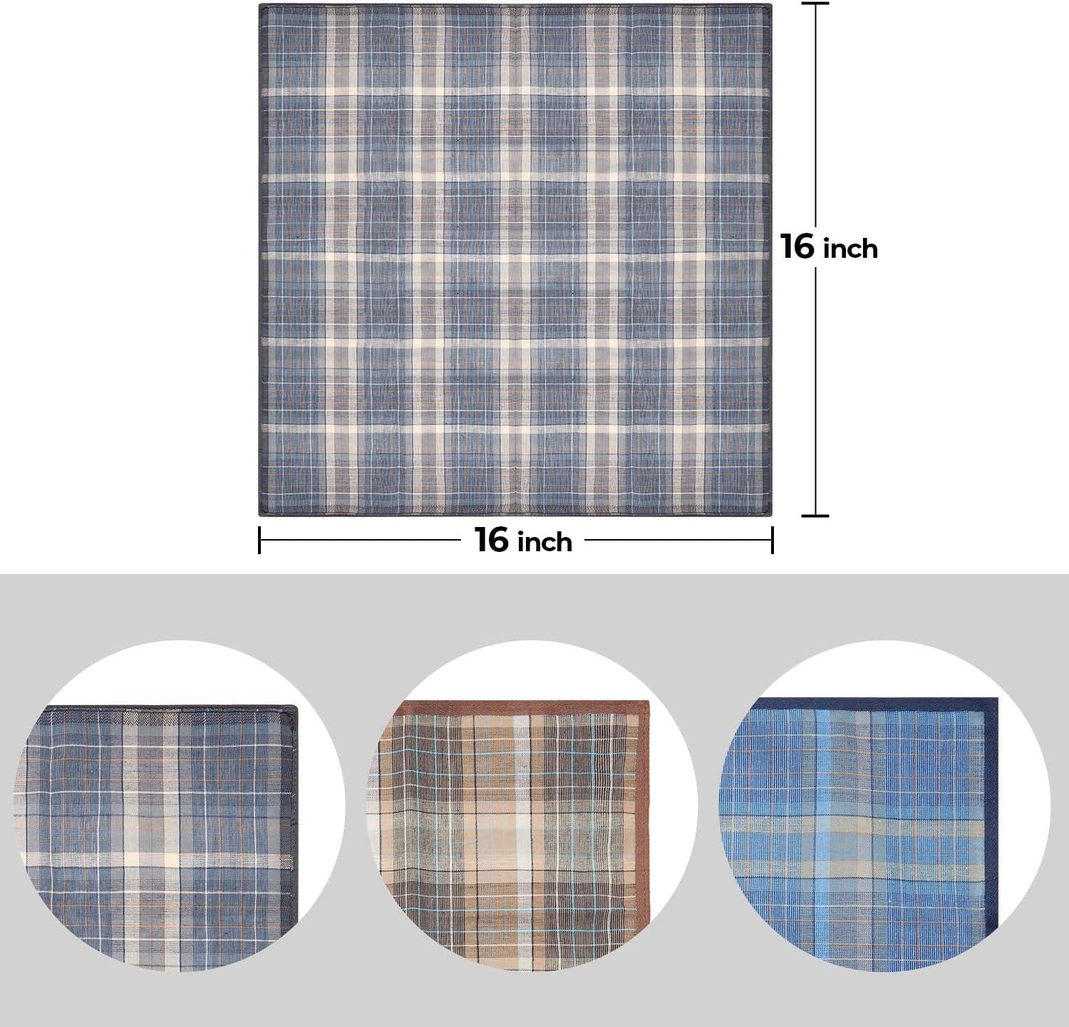imageOhuhu Handkerchiefs for Men 12PCS 100 Cotton Classic Pocket Squares Set GiftLight Plaid 3 Colors