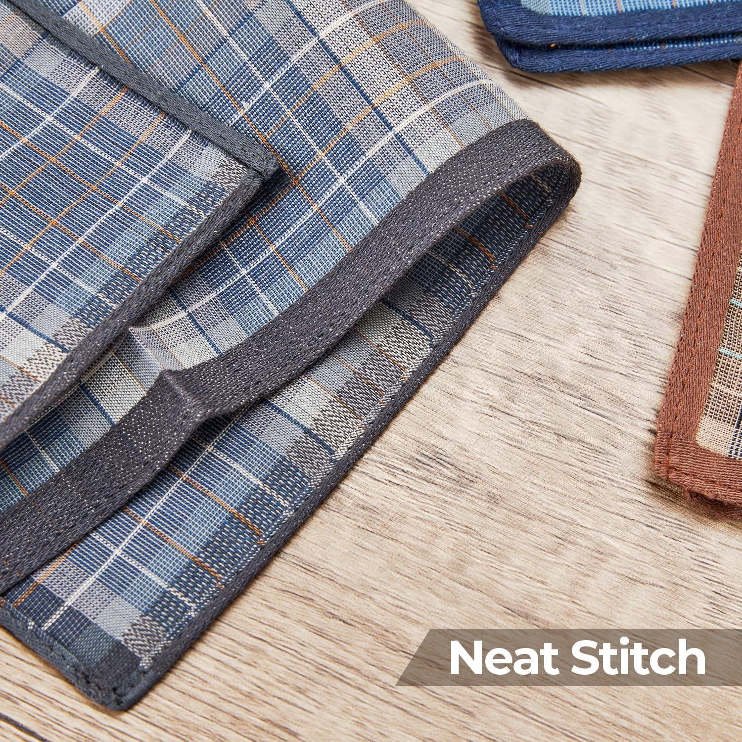 imageOhuhu Handkerchiefs for Men 12PCS 100 Cotton Classic Pocket Squares Set GiftLight Plaid 3 Colors