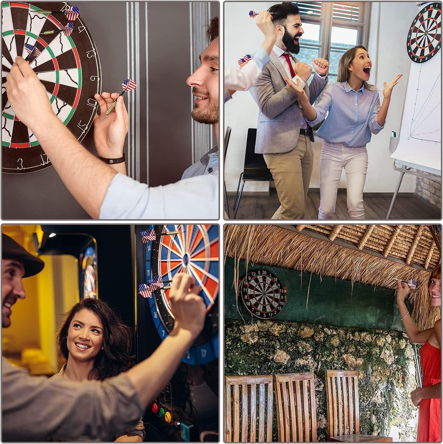 imageOhuhu Steel Tip Darts Professional Metal Darts with National Flag Flights 4 Styles Dart Metal Tip Set 12 Pcs Metal Dart Darts for Dartboard with 3 Free PVC Dart Rods