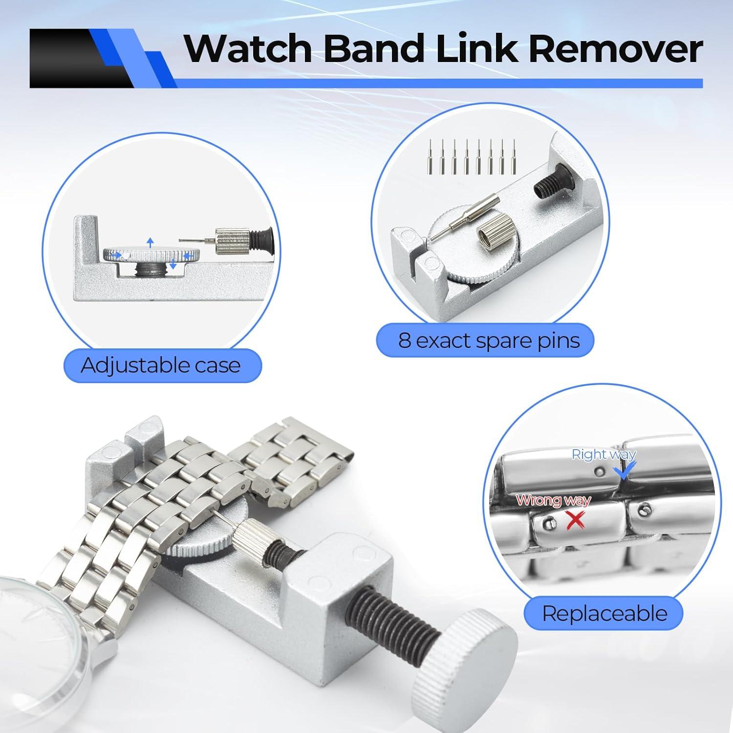 imageOhuhu Watch Battery Replacement Tool Kit Upgraded Watch Repair Kit Watch Back Remover Opener Tool Case Opener Removal with Extra Screwdriver Back Protective Films Sealing Rings192 Pcs