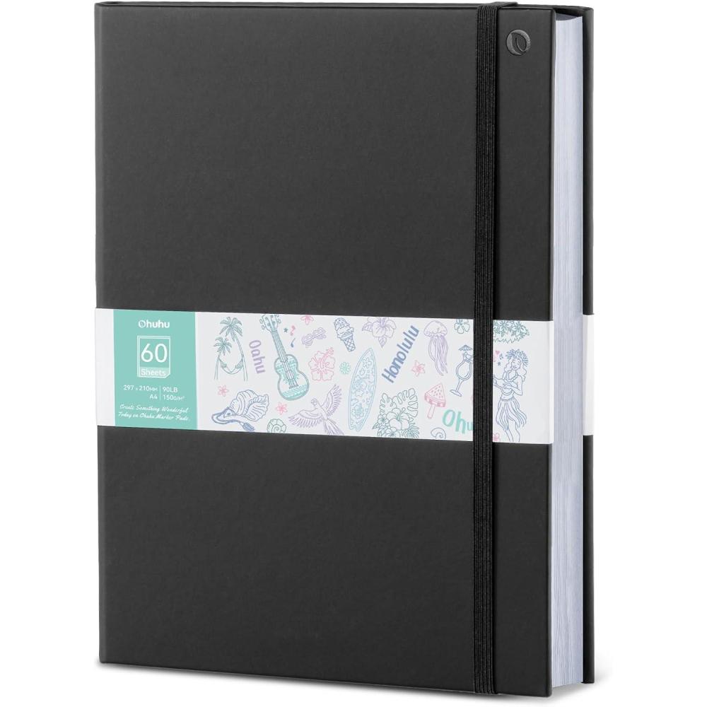imageOhuhu DoubleSided Marker Pad Art Sketchbook Bleedproof  55x85 Small Paper Size  90 lb150 gsm Smooth Drawing Paper  60 Sheets120 Pages  Hardcover Sketching Book for Alcohol Markers PaintsA483x117