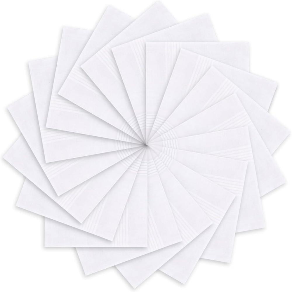 imageOhuhu Handkerchiefs for Men 100 Soft Cotton Hankerchief Machine Wash White Pocket Square for Suit 16 x 16 Mens Hankie18