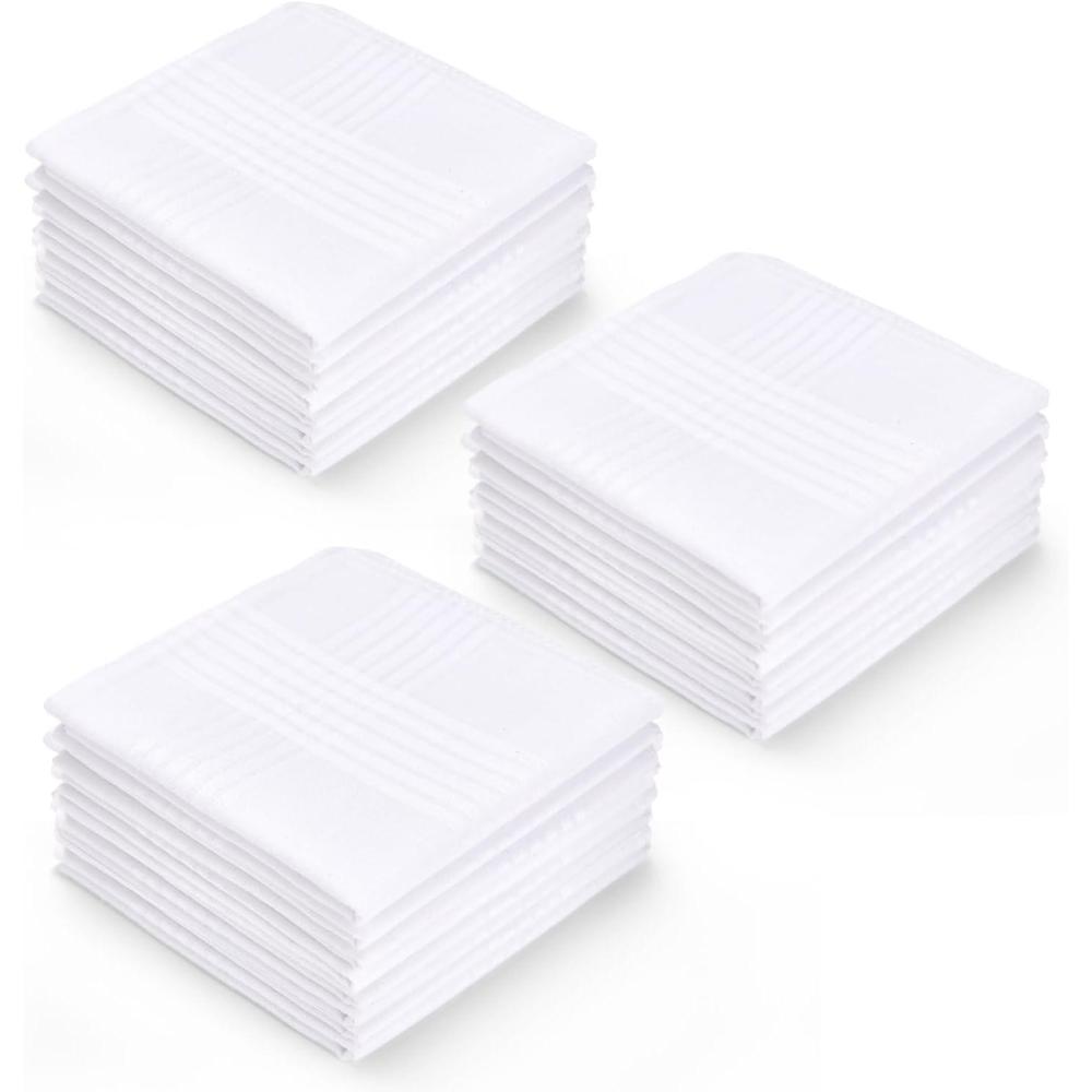 imageOhuhu Handkerchiefs for Men 100 Soft Cotton Hankerchief Machine Wash White Pocket Square for Suit 16 x 16 Mens Hankie24