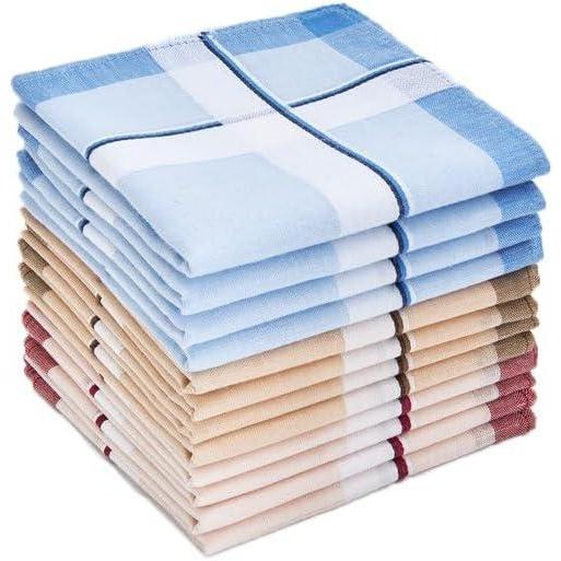 imageOhuhu Handkerchiefs for Men 12PCS 100 Cotton Classic Pocket Squares Set GiftBlueredbrown