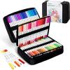 imageOhuhu Markers Paperfriendly No Peeling Waterbased 60 Colors Dual Brush Fineliner Tips Markers for Adult Coloring Books No Bleeding Coloring Markers for Kids Beginner Calligraphy  Pupe120 Colors