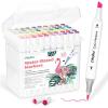 imageOhuhu Markers for Adult Coloring Books No Bleeding 60 Colors Waterbased Dual Tips Brush amp Fine Coloring Markers for Kids Adults Beginners Drawing Pens for Journaling Lettering Brush amp ChiselBrush  Chisel